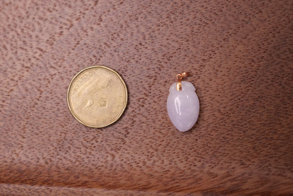 Lavender Jade Peach Pendant: Natural Jadeite with 18K Gold Bail