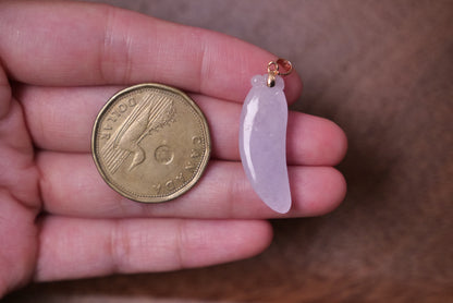 Lavender Jade Plaque Pendant: Natural Jadeite with 18k Gold Bail