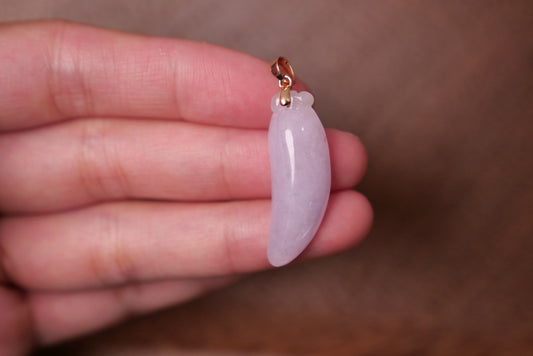 Lavender Jade Plaque Pendant: Natural Jadeite with 18k Gold Bail