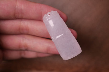 Lavender Jade Bamboo Pendant: Natural Jadeite Symbol of Strength and Growth