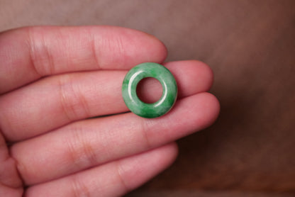 Natural Green Jade Circle Pendant: Polished Donut Design