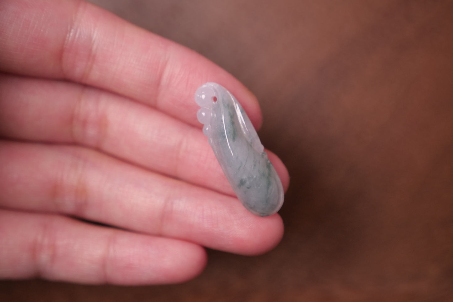 Icy Light Green Eggplant jadeite Pendant