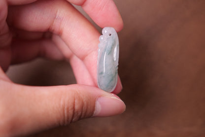 Icy Light Green Eggplant jadeite Pendant