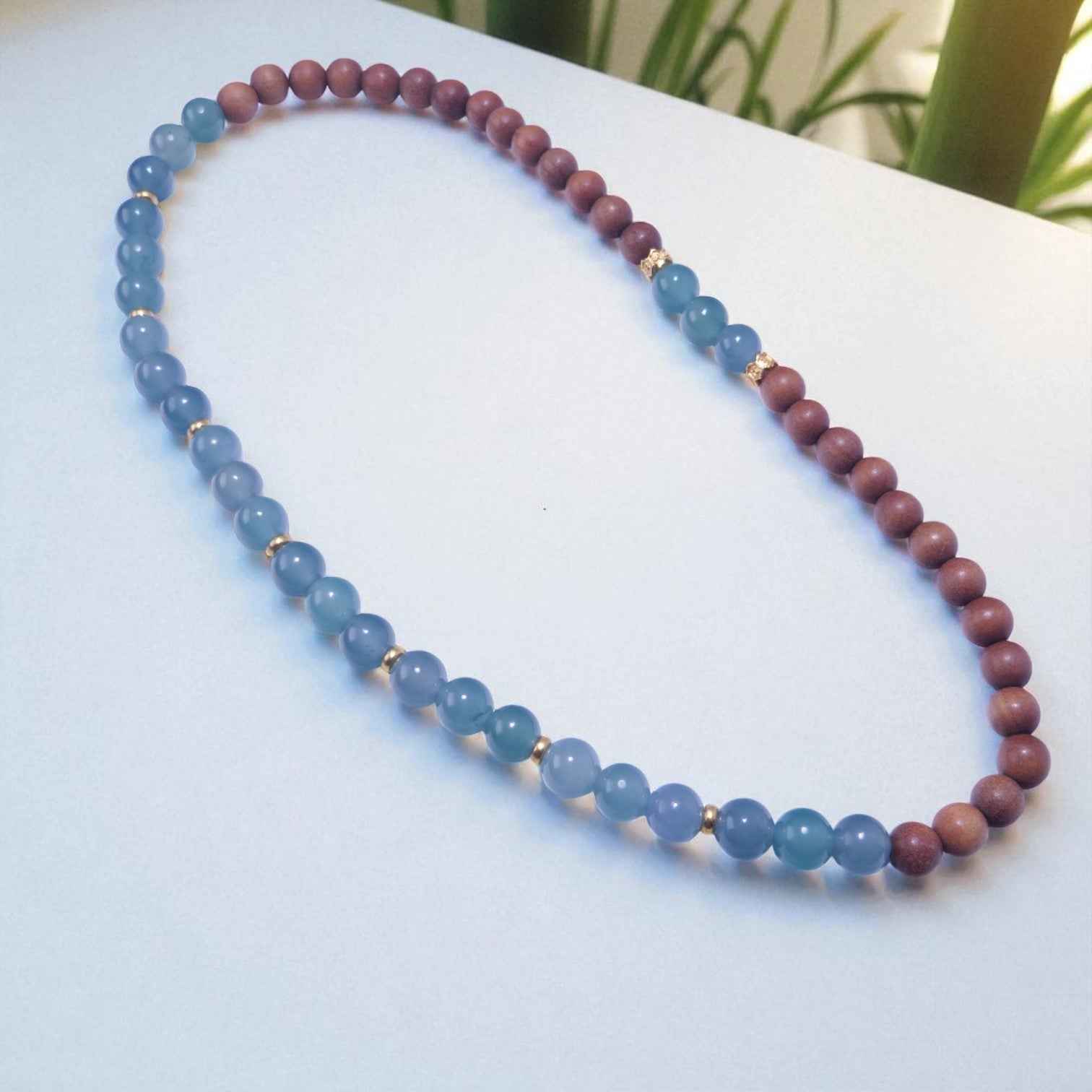 Jadeite Blue Water & Rosewood Bead Bracelet