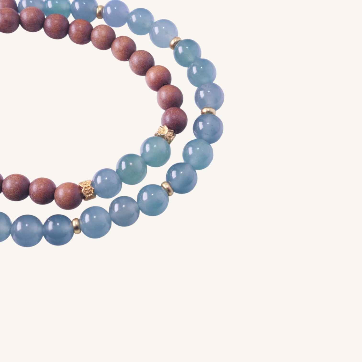 Jadeite Blue Water & Rosewood Bead Bracelet