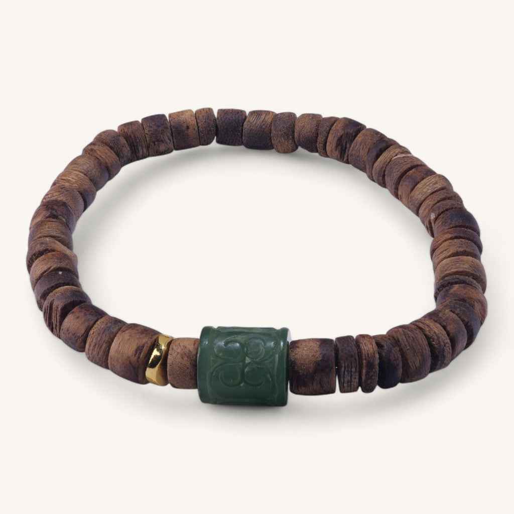 Rooted Spirit – Agarwood & Green Jade Protection Bracelet