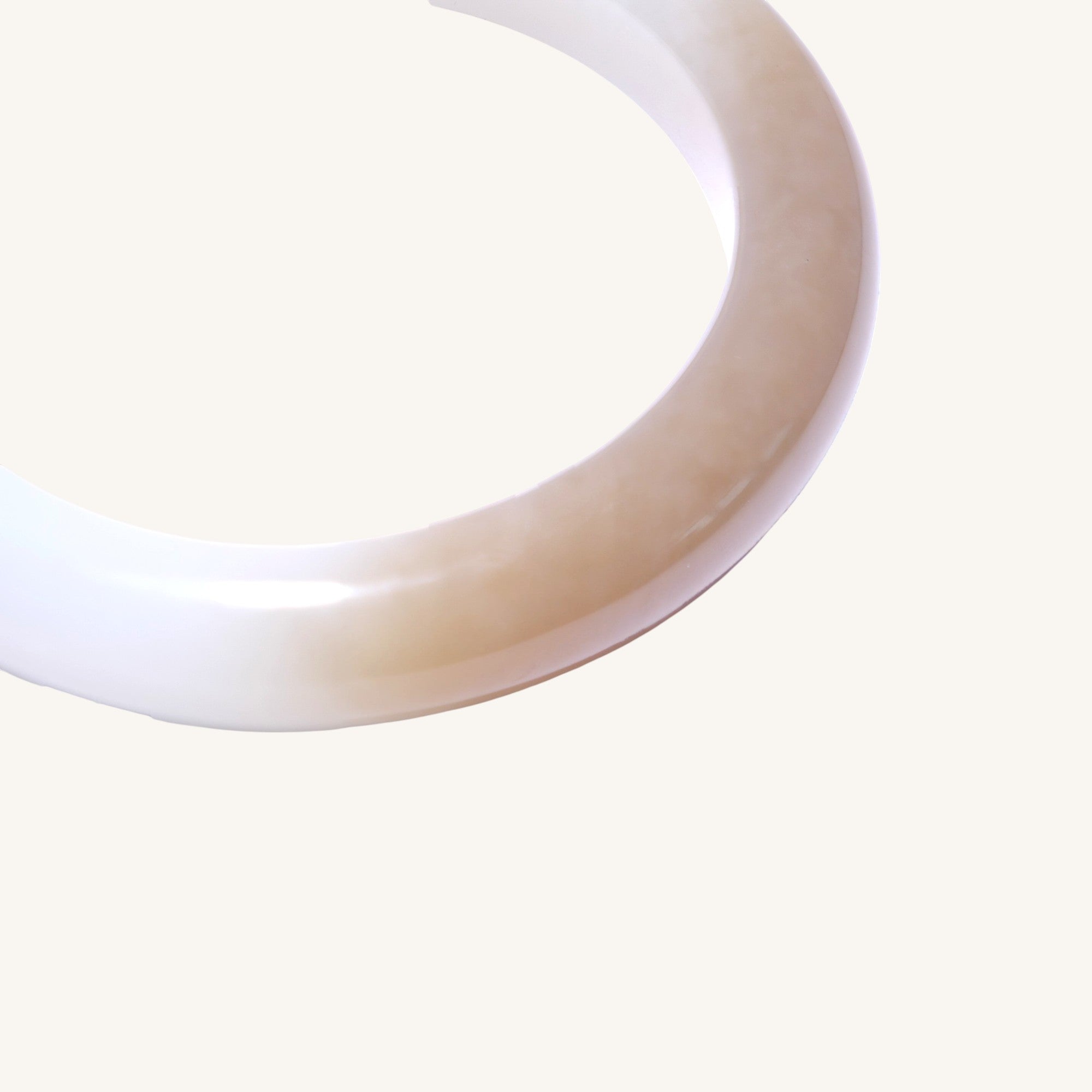 Yellow-White Hetian Jade（糖料和田玉）Bangle - Sylvia Jewelry