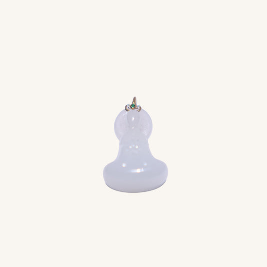 Pure Blessing – White Hetian Jade（白玉和田玉）Gourd Pendant with 18K Gold Bail