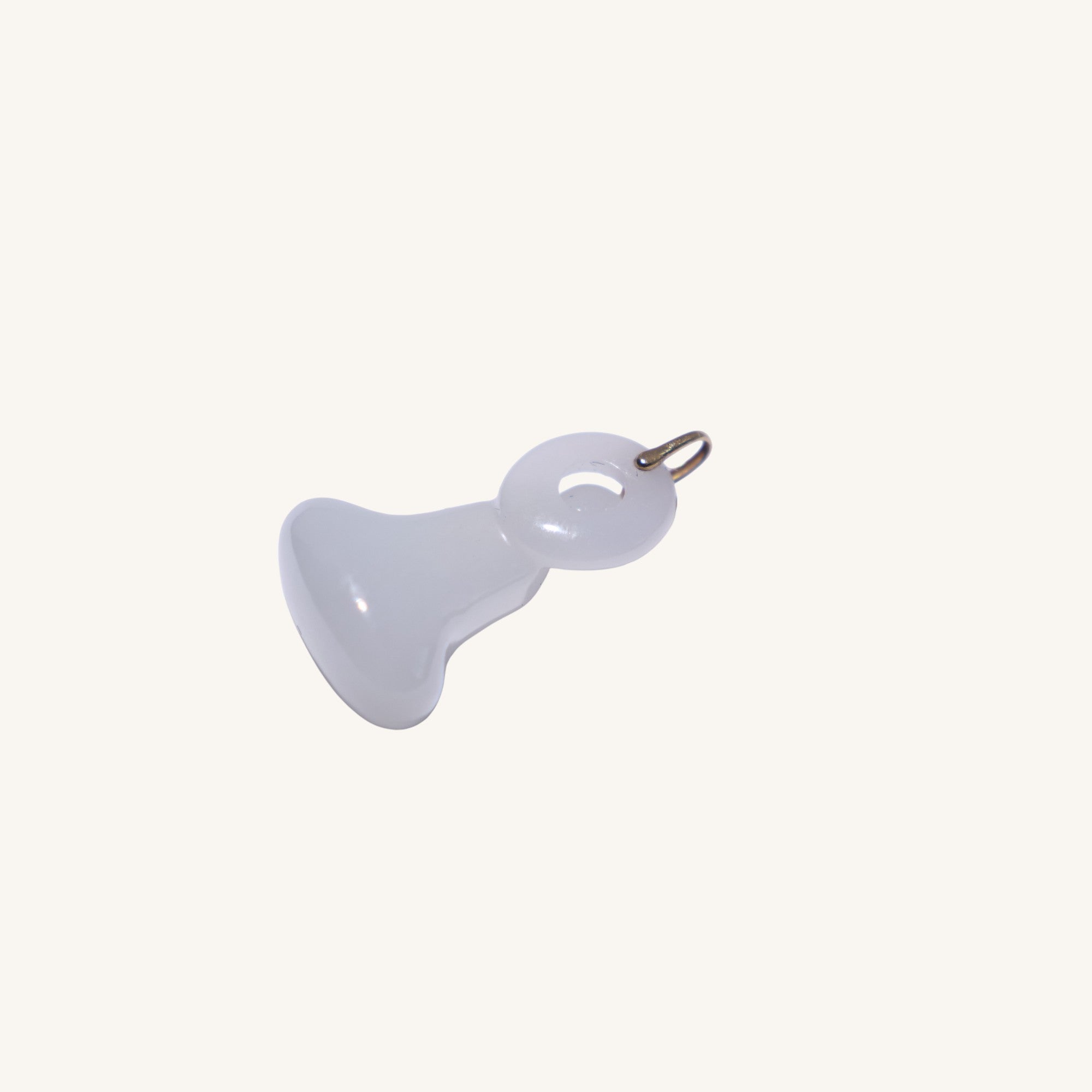 Pure Blessing – White Hetian Jade（白玉和田玉）Gourd Pendant with 18K Gold Bail - Sylvia Jewelry