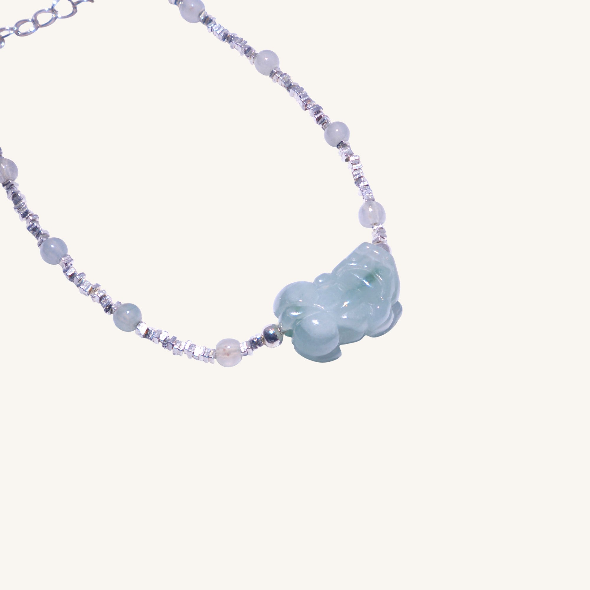 Daily Clarity – Jadeite（翡翠）Cylinder & Pearl Beaded Bracelet - Sylvia Jewelry