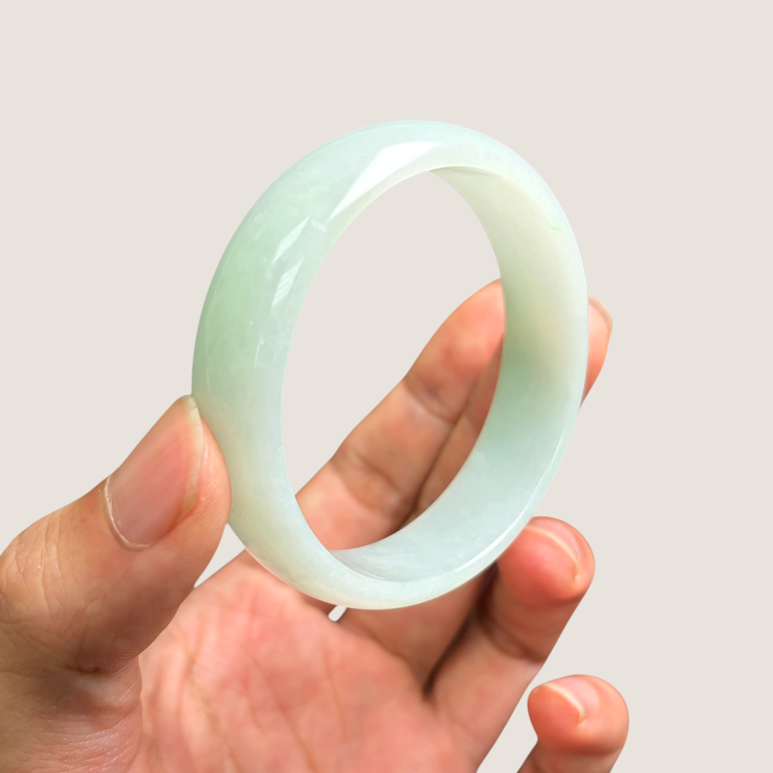 Ethereal Glow – Light Green Ice-Species Jadeite Bangle