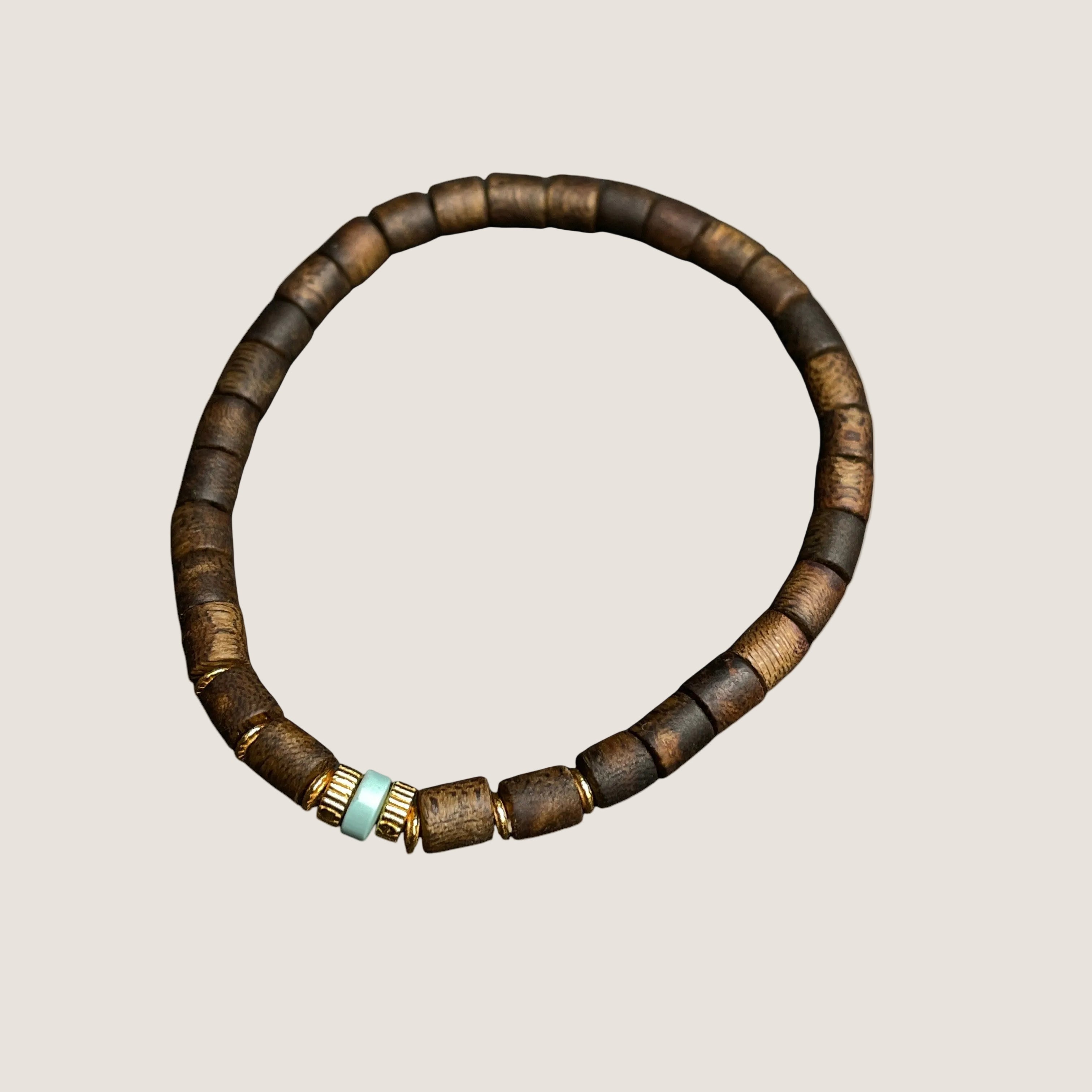 Sylvia Jewelry 沉香木和美国绿松石串珠手链，配纯银隔珠，适合日常佩戴。