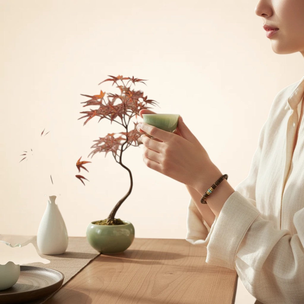 Sylvia Jewelry 沉香木与美国绿松石串珠手链，搭配纯银点缀，适合日常佩戴。
